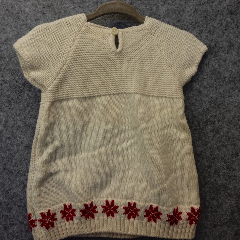 Sweater Knit Dress Baby Girl 3 6 Mos Cream Wool Deer Nordic HANNA ANDERSSON - Picture 2 of 12